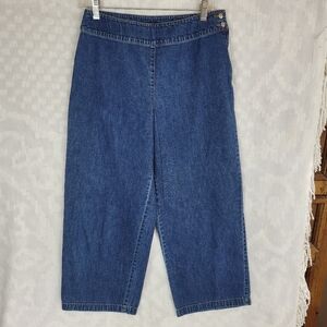 Ann Taylor vintage high rise lightweight wide leg cropped jeans 100% cotton 6